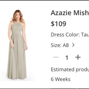 Brand new Azazie Misha taupe dress